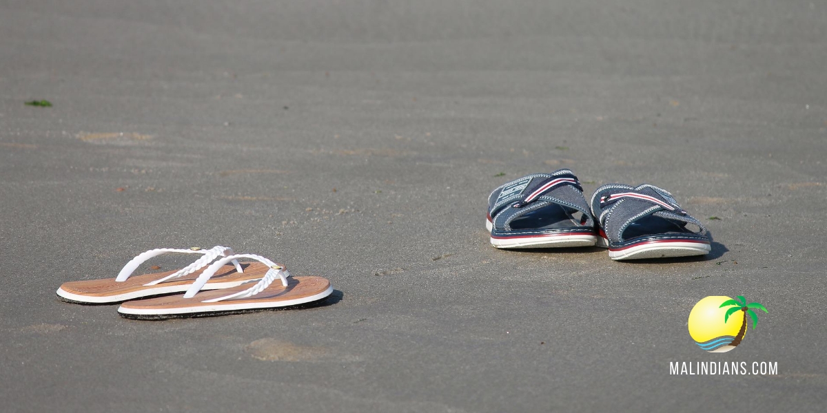 flip flops and open shoes on malindi beaches